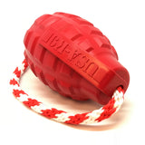 USA-K9 Grenade Durable Rubber Chew Toy, Treat Dispenser, Reward Toy, Tug Toy, and Retrieving Toy - SodaPup/True Dogs, LLC