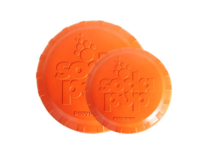 SodaPup Bottle Top Flyer Rubber Frisbee Dogs | Orange Vet Approved USA Made