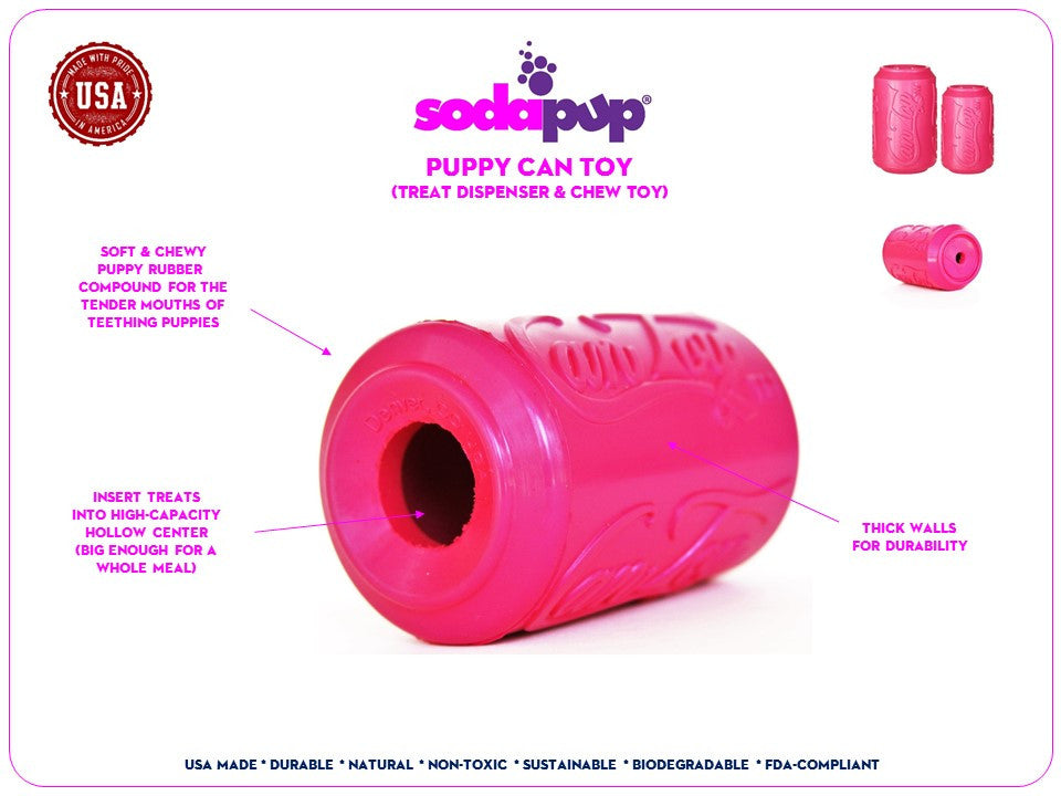 SodaPup Puppy Can Toy Rubber Chew Teething Puppies | Treat Dispenser USA Made