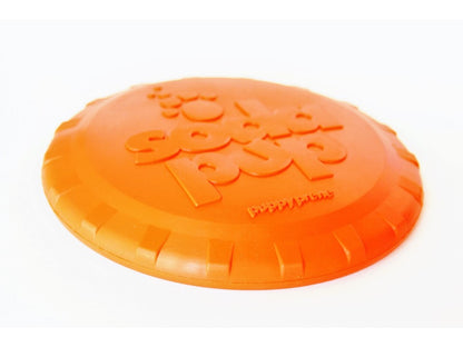 SodaPup Bottle Top Flyer Rubber Frisbee Dogs | Orange Vet Approved USA Made