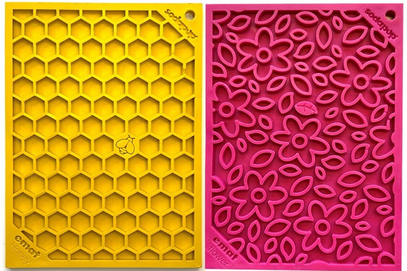 Large Blue Jigsaw & Large Yellow Honeycomb eMat Lick Mat Bundle