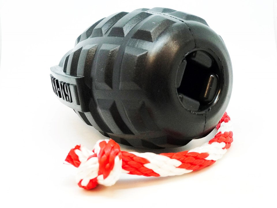 SodaPup USA-K9 Magnum Grenade Black Rubber Chew Toy Extreme Chewers | USA Made