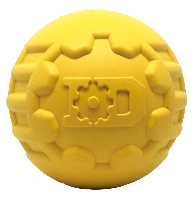 SodaPup Industrial Dog Ball Rubber Chew Toy Heavy Chewers | Yellow USA Made LARGE ID