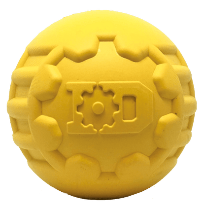 SodaPup Industrial Dog Ball Rubber Chew Toy Heavy Chewers | Yellow USA Made LARGE ID
