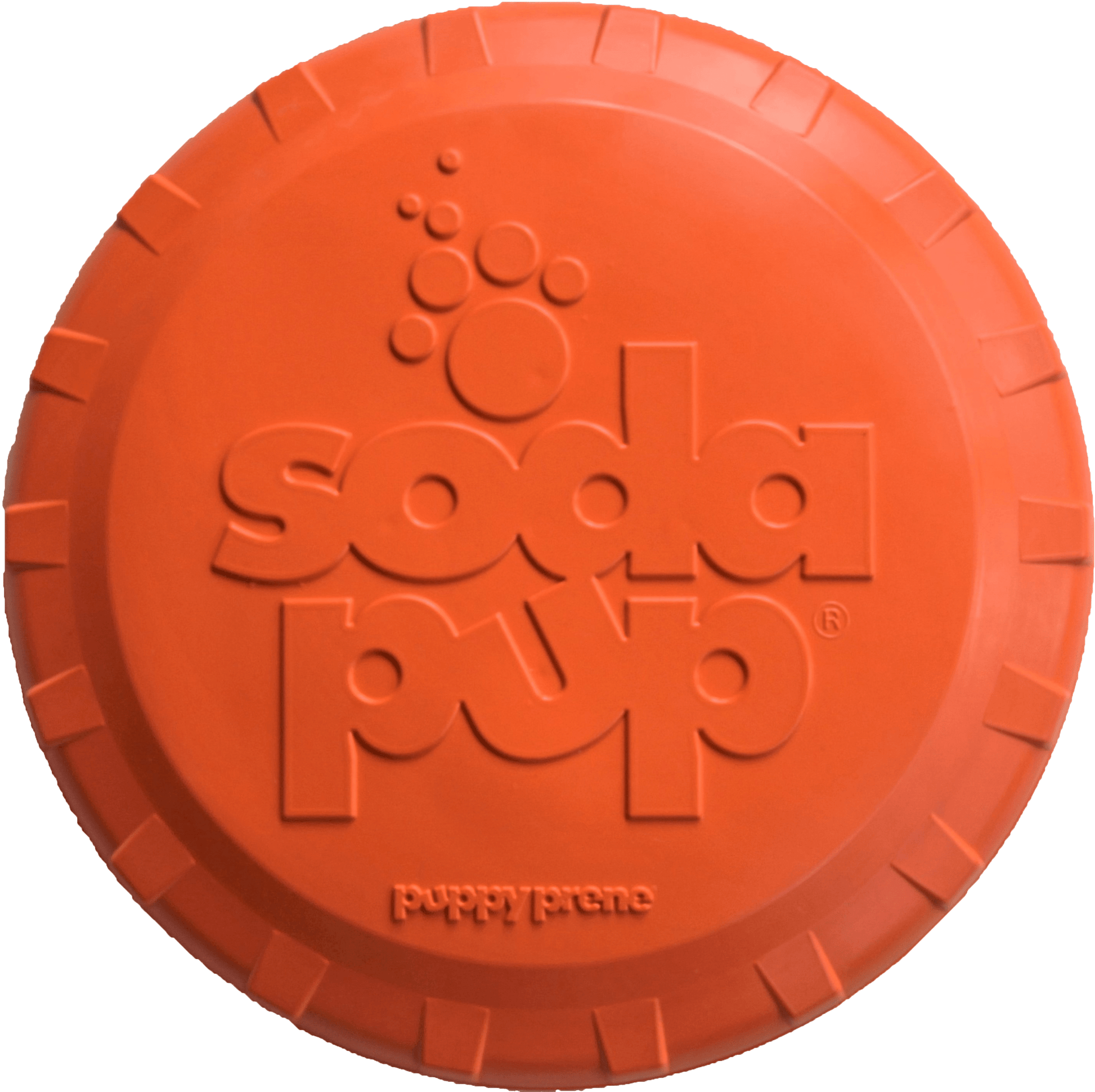 SodaPup Bottle Top Flyer Rubber Frisbee Dogs | Orange Vet Approved USA Made Small (7" diameter)