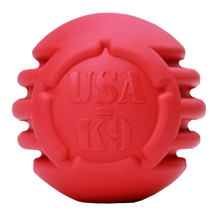 SodaPup USA-K9 Stars Stripes Rubber Dog Toy | K9 Handler Reward Red USA Made LARGE DENTAL BALL