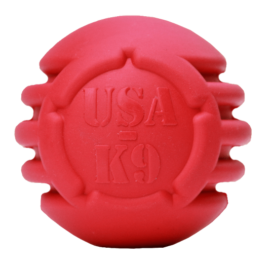 SodaPup USA-K9 Stars Stripes Rubber Dog Toy | K9 Handler Reward Red USA Made LARGE DENTAL BALL