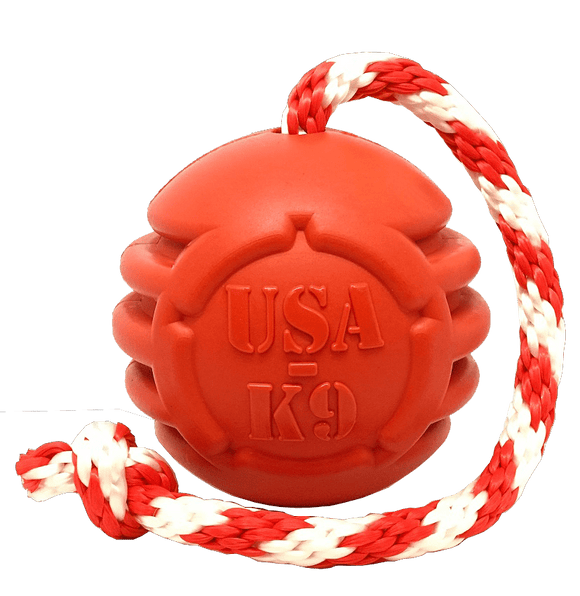 USA-K9 Stars and Stripes Ultra-Durable Durable Rubber Chew Toy, Reward Toy, Tug Toy, and Retrieving Toy - Red - SodaPup/True Dogs, LLC