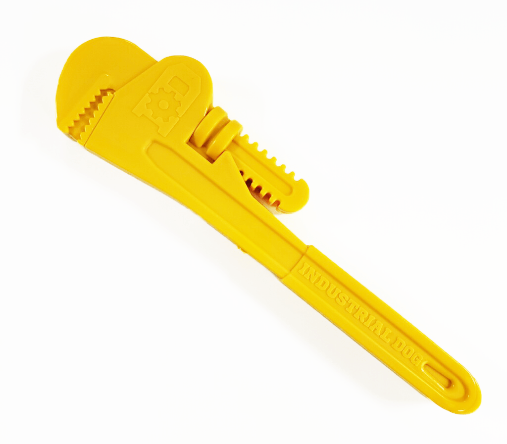 SodaPup Pipe Wrench Nylon Dog Toy Aggressive Chewers | USA Made Yellow