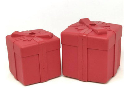 SodaPup Gift Box eDispenser Durable Rubber Treat Dispenser Dogs | USA Made Medium Red