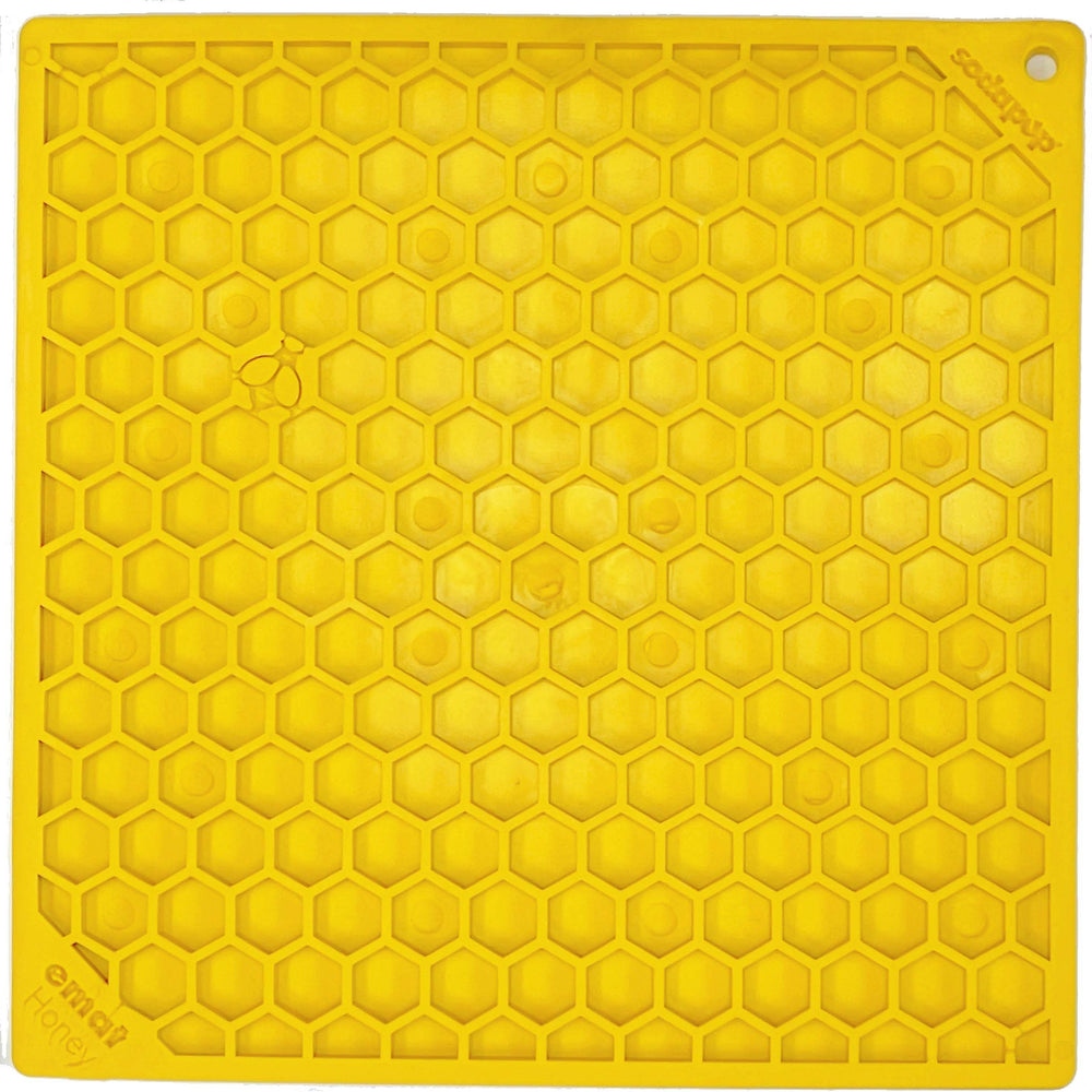 Large yellow SodaPup Honeycomb eMat lick mat