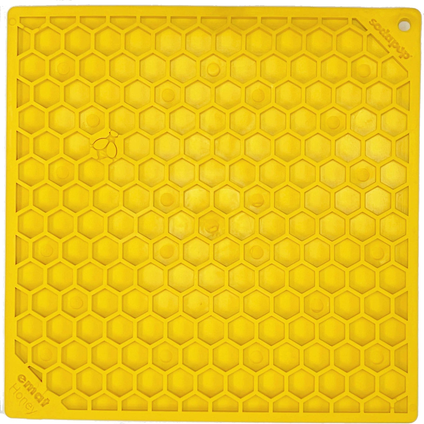 SodaPup Honeycomb eMat Enrichment Lick Mat Dogs Cats | Toy Anxiety Relief E-Mat large yellow