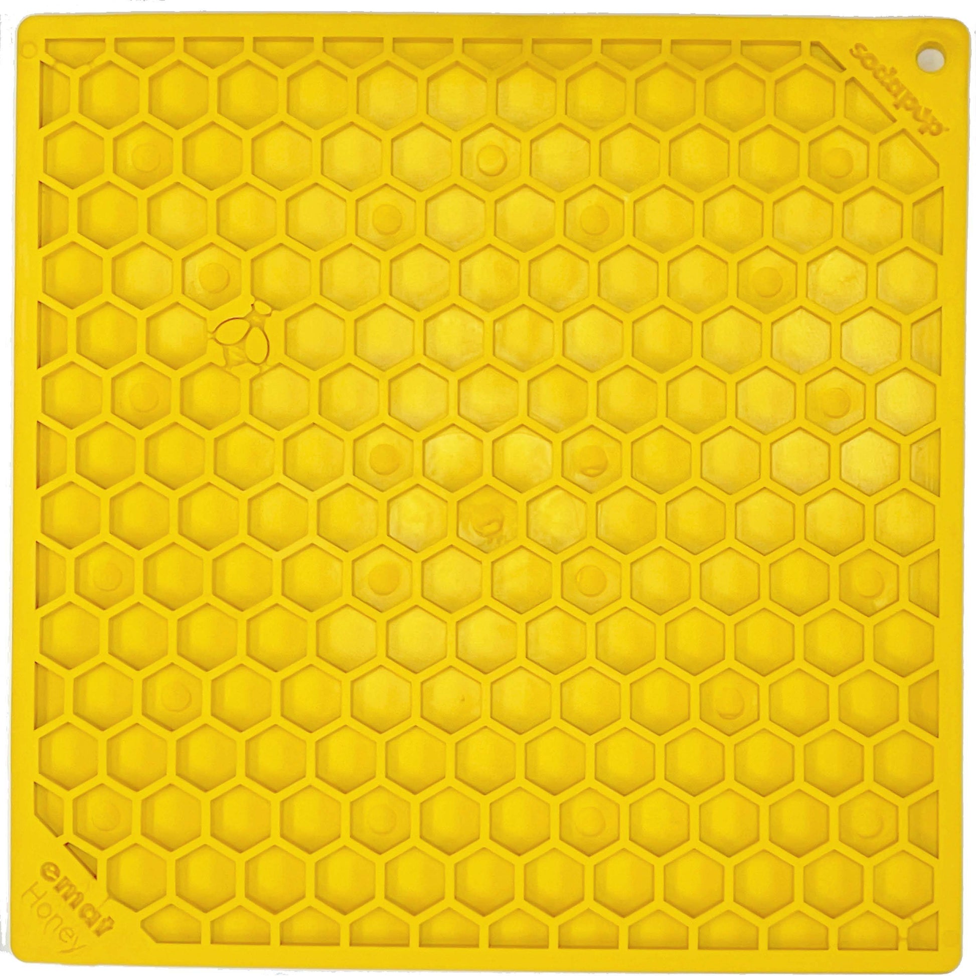SodaPup Honeycomb eMat Enrichment Lick Mat Dogs Cats | Toy Anxiety Relief E-Mat large yellow