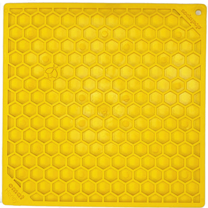SodaPup Honeycomb eMat Enrichment Lick Mat Dogs Cats | Toy Anxiety Relief E-Mat large yellow