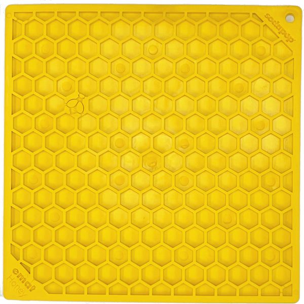 Large yellow SodaPup Honeycomb eMat lick mat