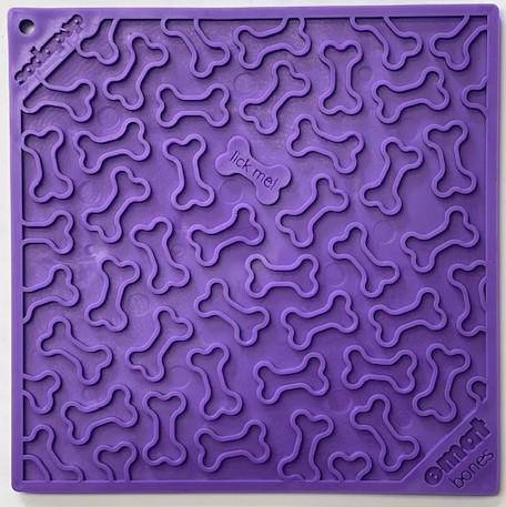 SodaPup Bones eMat Enrichment Lick Mat Dogs Cats | Toy Anxiety Relief Purple E-Mat