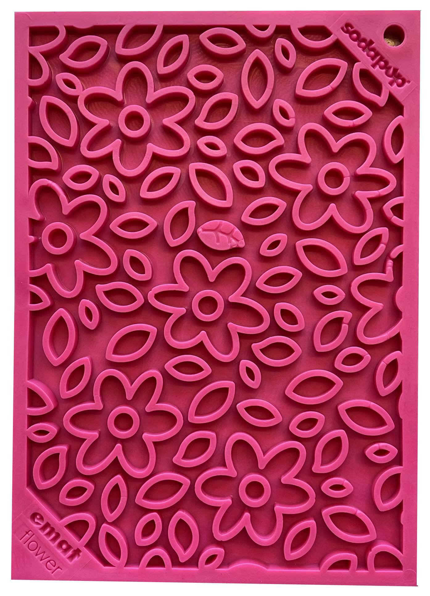 SodaPup Flower Power emat Enrichment Lick Mat Dogs Cats | Design USA Made E-Mat small pink