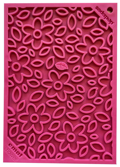 SodaPup Flower Power emat Enrichment Lick Mat Dogs Cats | Design USA Made E-Mat small pink